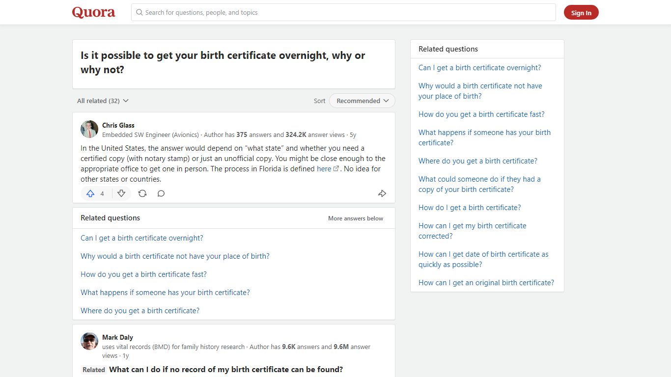 Is it possible to get your birth certificate overnight, why or ... - Quora